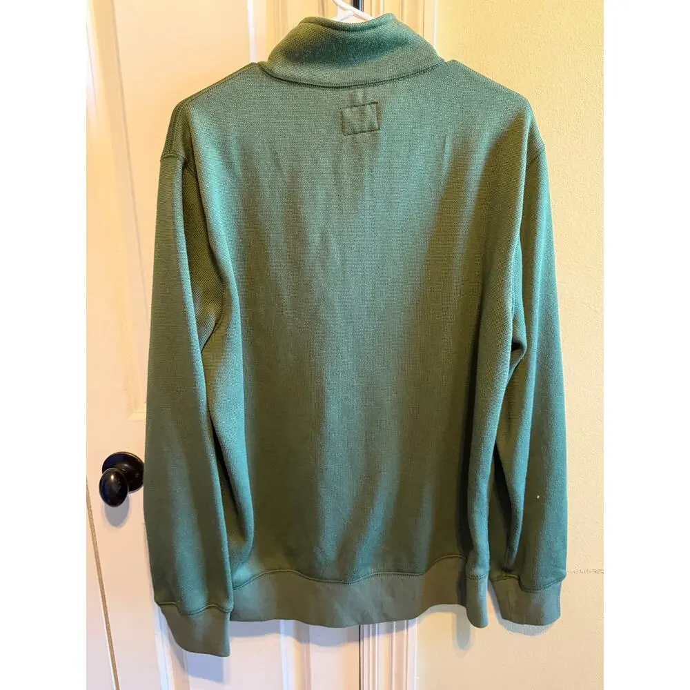 J. Crew Authentic Fleece 1/4 Zip Pullover Green Sweatshirt Sweater Men's Sz L